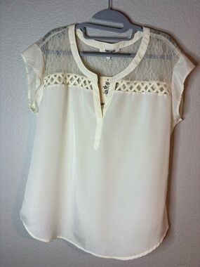 Daniel Rainn Ivory Lace Yoke Blouse